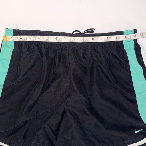 Nike Running Athletic Shorts Stretch Waist Active Workout Black Teal Women's L - Picture 3 of 8